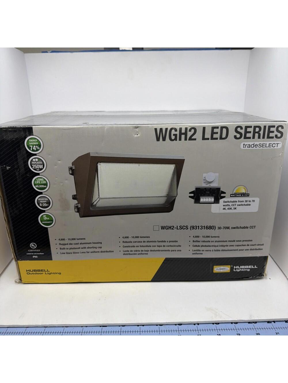 Hubbell Outdoor Lighting WGH2-LSCS 30-70W LED Glass Wallpack